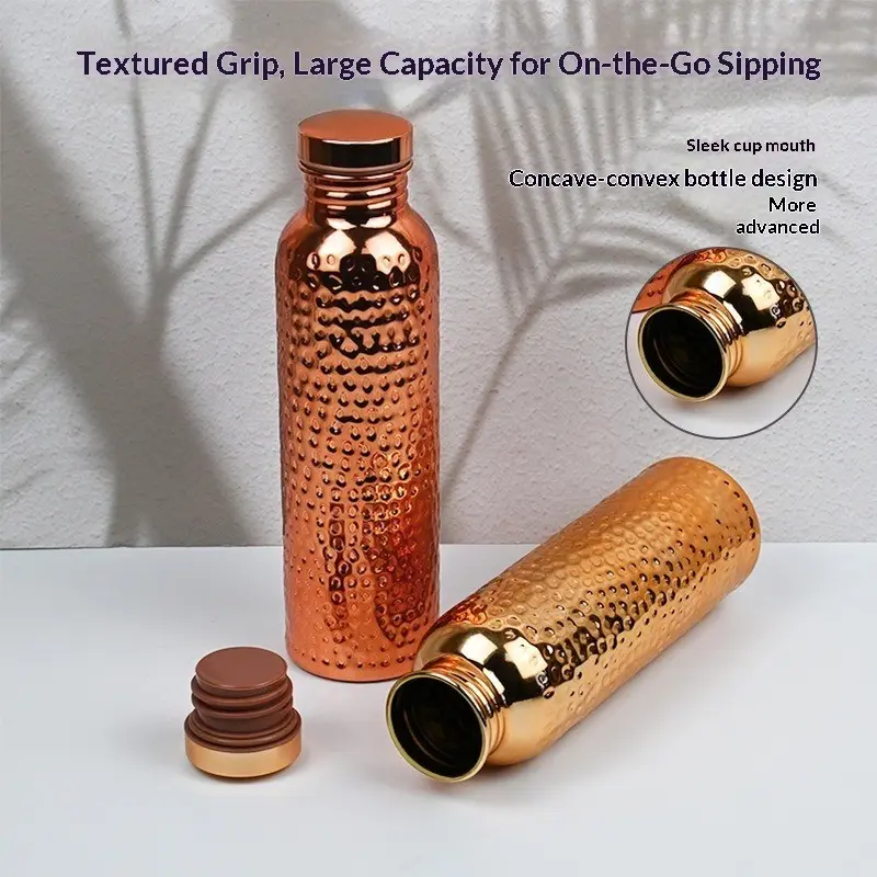 Stainless Steel Cold Water Bottle, High-Profile Handmade Hammered Design, Portable Sports Cup, Outdoor Picnic Hiking, Insulated Large Capacity, Insulated Flasks
