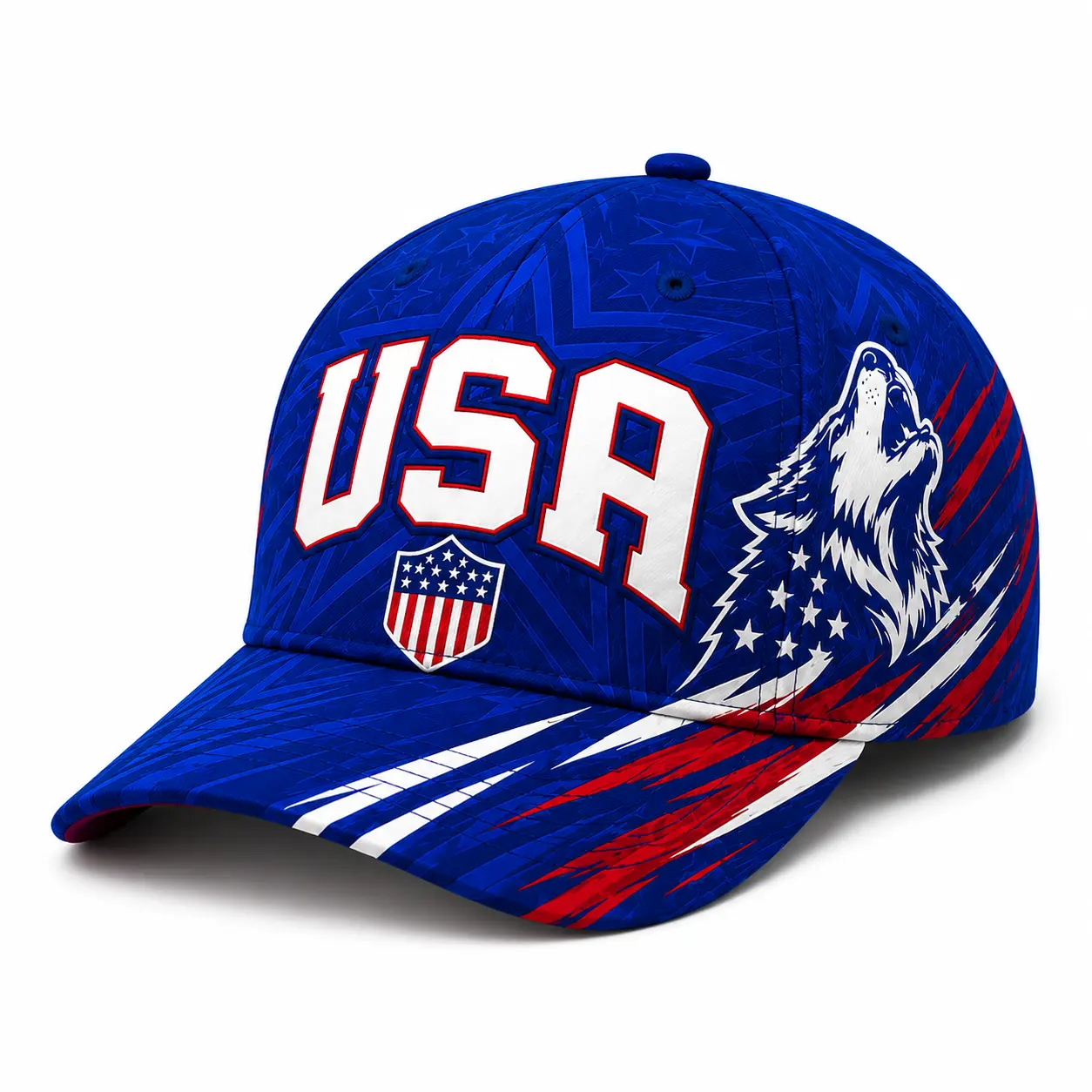 Unisex USA Wolf & Raptor Letters 6-Panel Crown Sports & Outdoor Hat - Adjustable Snapback, Patriotic Curved Brim, Breathable Fabric Side Eyelets, Blue Casual All Seasons Cap for 4th of July Outfits, Sooners Baseball Support, Graphic, Sports & Outdoor Hats