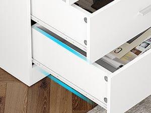 Sikaic LED Nightstand with Charging Station White Bedside Table Bedside Cabinet Lighted Vanity Desk