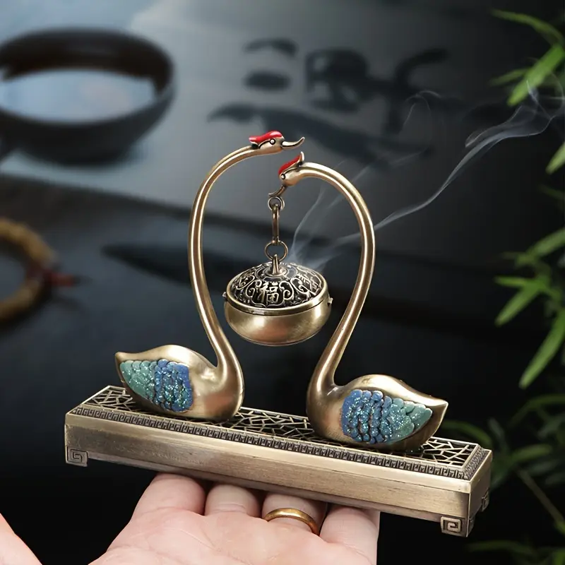 Swan Lake Chinese Style Dual-Use Incense Burner, Mini Desktop Home Ornament, Home Scent