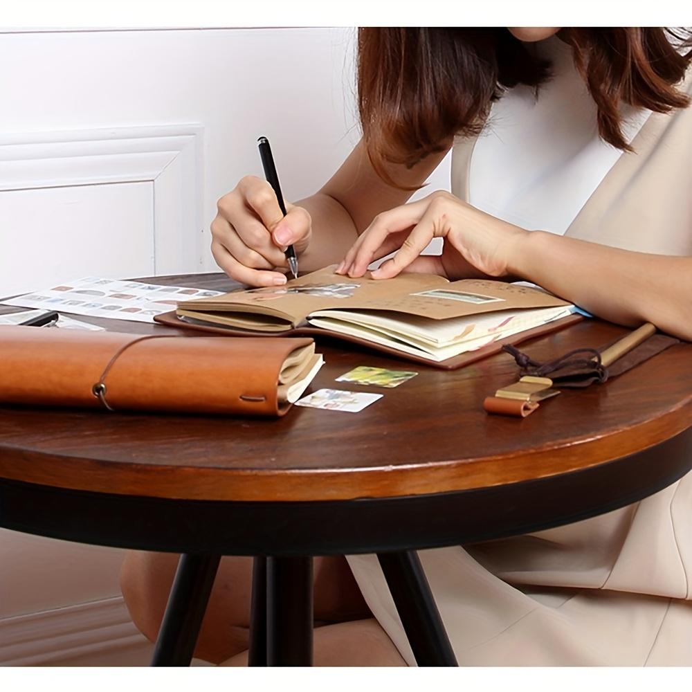 Modern Durable Notebook, Vintage-Style Portable Travel Diary with Ruler, Hardcover Notebook, Stationery Supplies for Home, School or Office