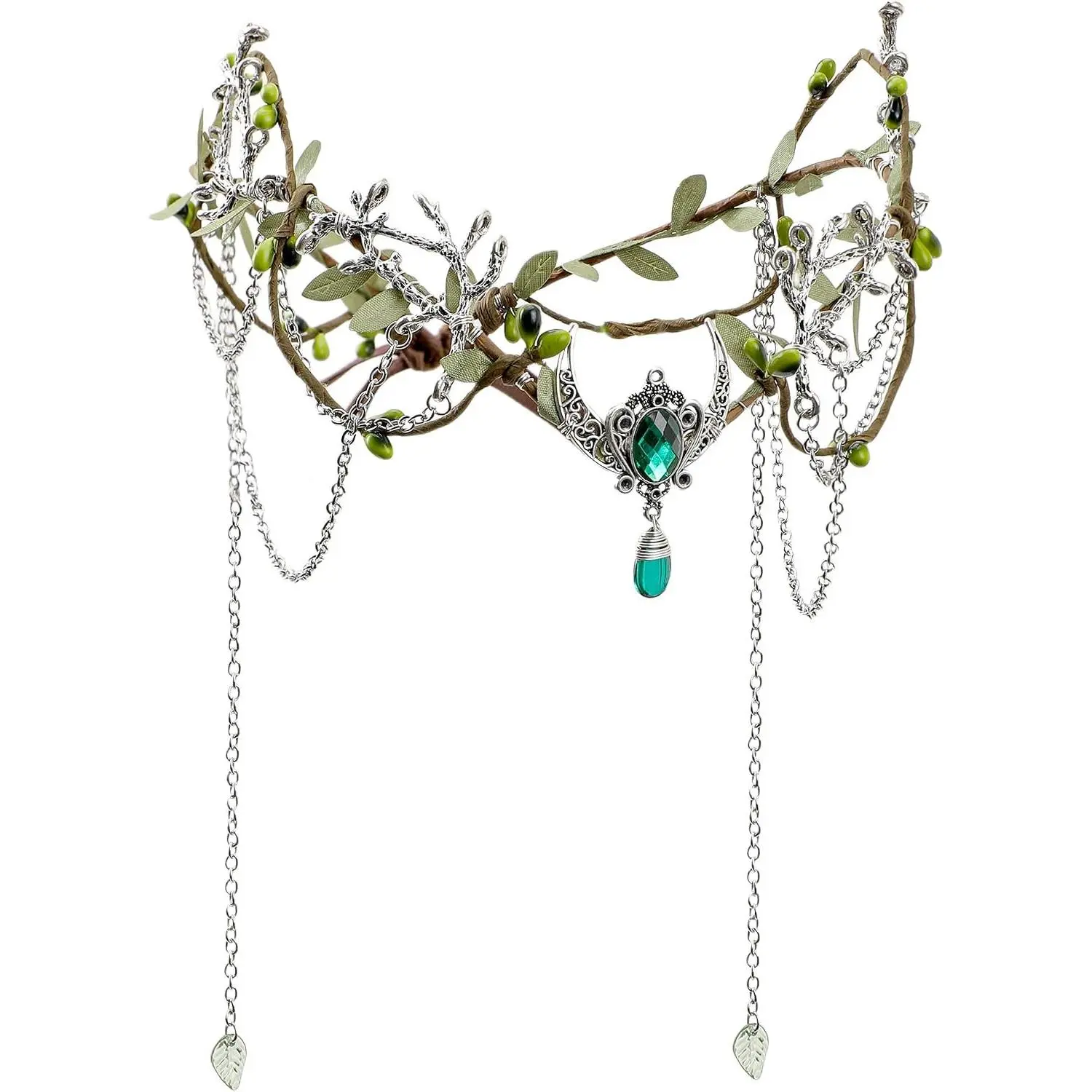 Crown for Women - Medieval Elf Headpiece with Tassel for Renaissance Renfaire Fae Cosplay Viking Outfit