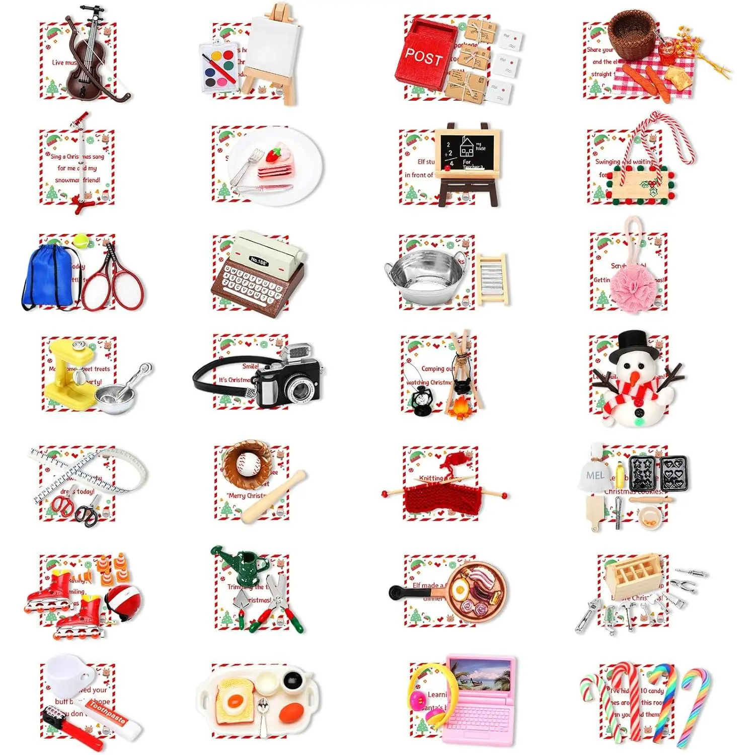 28 Day Christmas Kit Adventure Props Advent Calendar 2026 Scenes Christmas Activities Accessories Gifts 80+ Props Planning Calendar  Doll Decor (Doll Not Included)