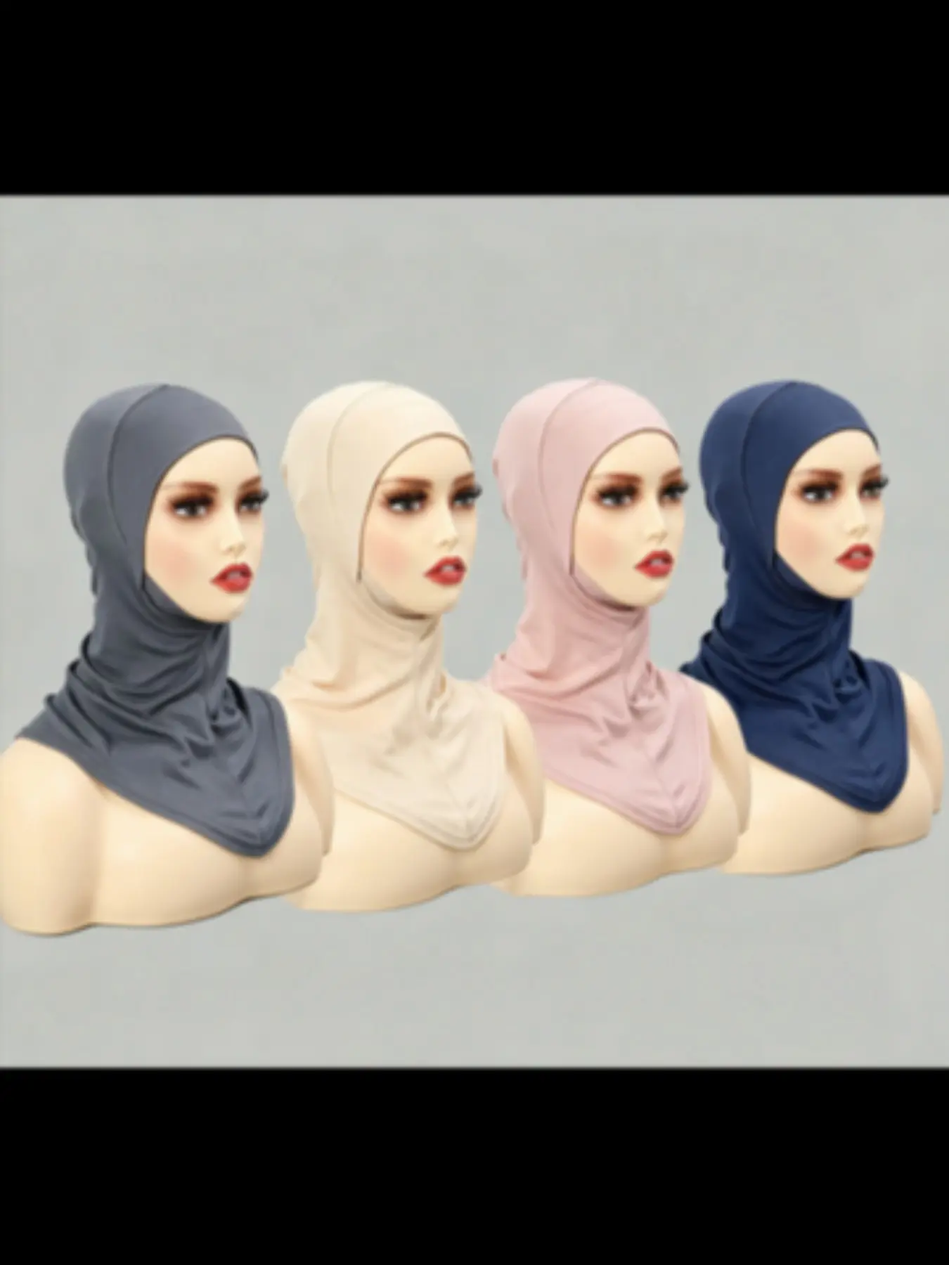 4 Piece Balaclava Hats, Cross Design Chin Strap Hat, Long Tube Polyester Neck Cover, Full Headscarf Hat, Middle Eastern Headwear, Fit For Muslim Modesty