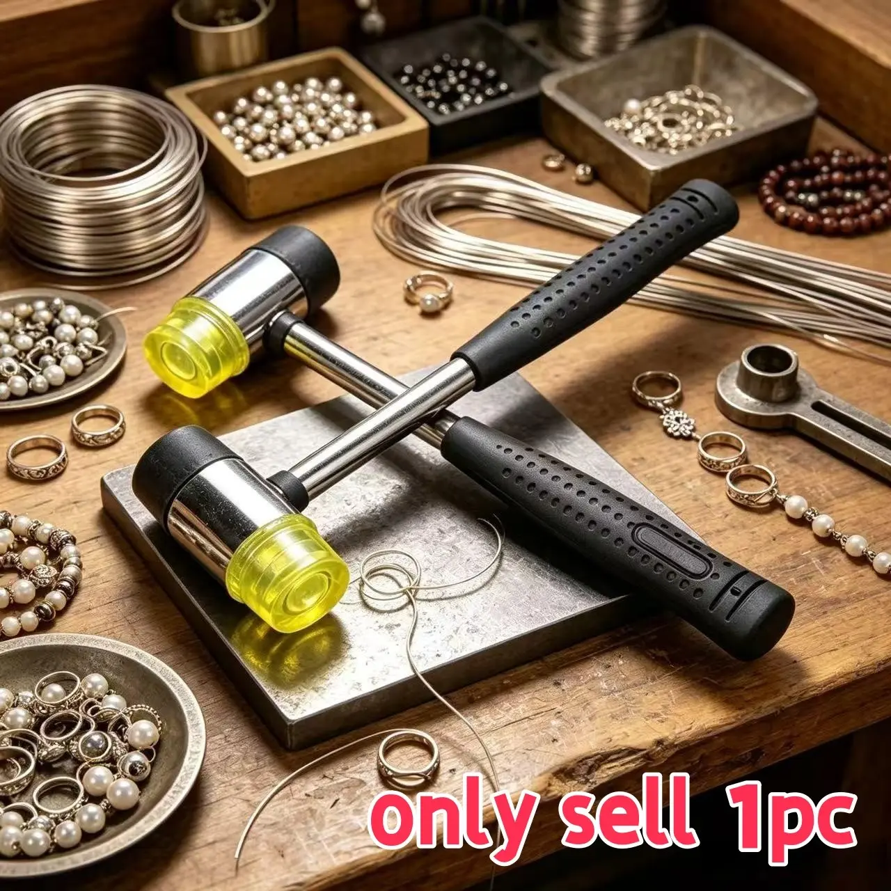 Rubber Hammer, No Mark Rubber Hammer, Handle, Craft Jewelry Hammer, Non-Slip Rubber Handle, DIY Hammer, Essential Tool for Crafting