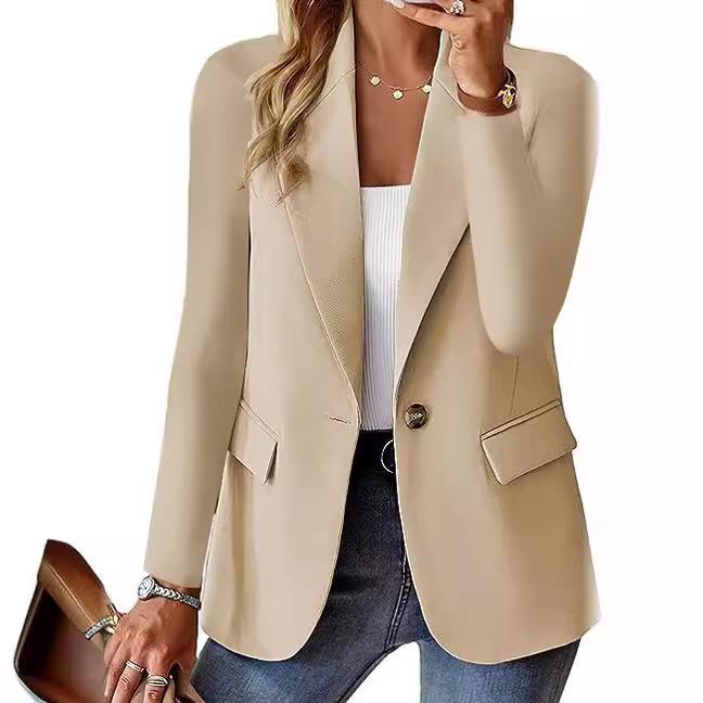 2025 Autumn Long Sleeve Solid Color Cardigan Blazer Women's Jacket Suit Womenswear