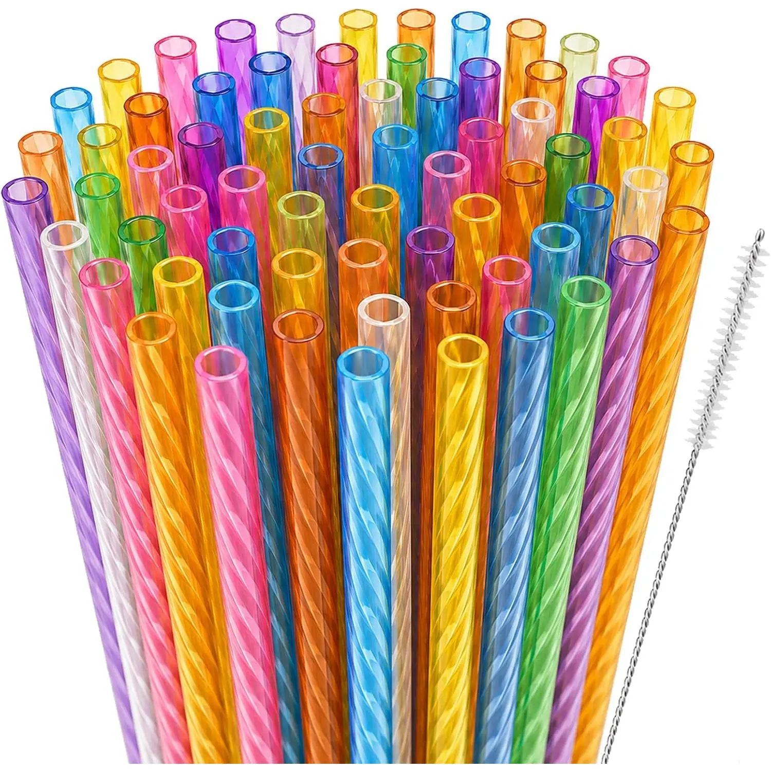 50 count  Leopard Straws, Plastic   Straws and Cleaning Brush for Women Tumblers Drinking Safari  Birthday Party