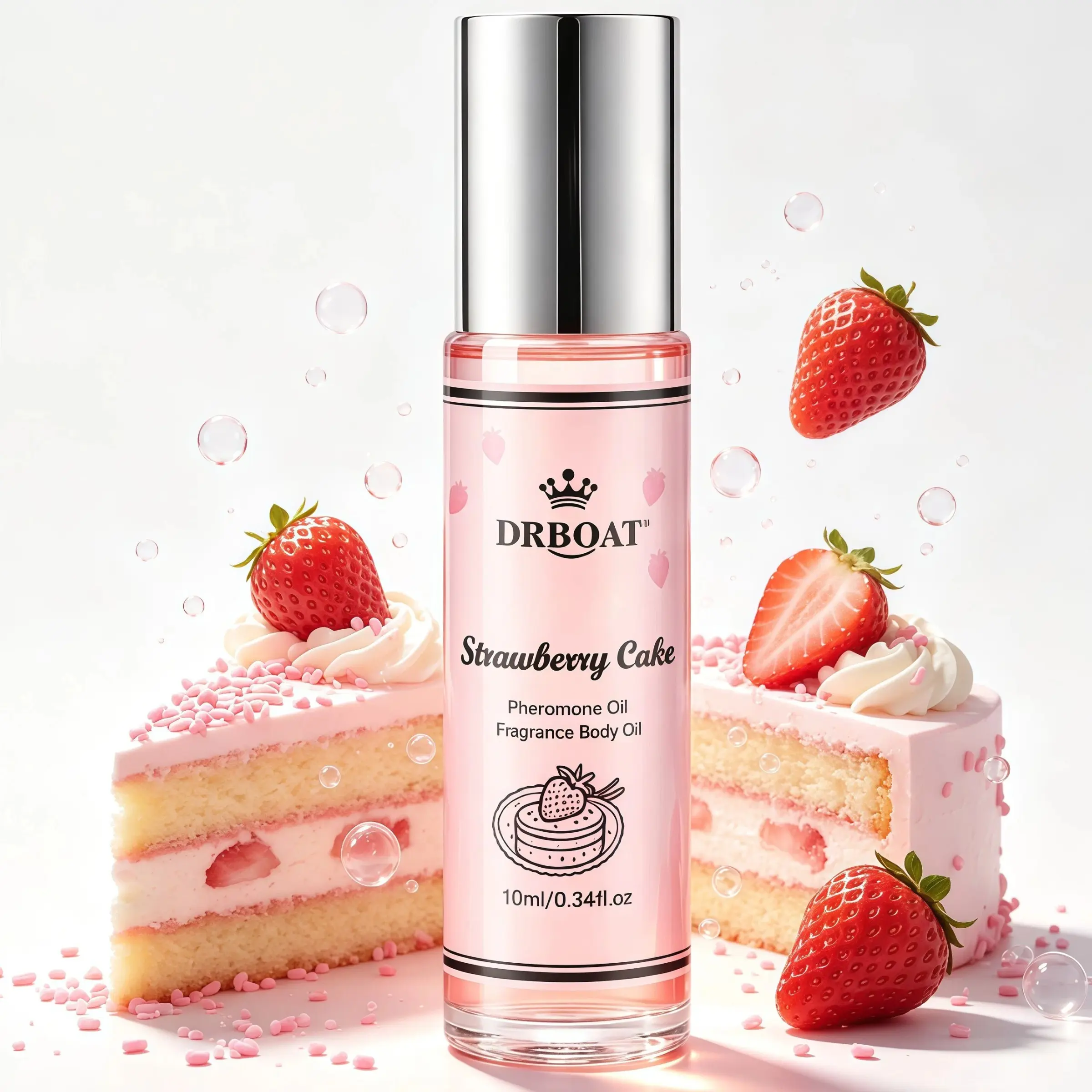 Strawberry Cake Pheromone Oil - Rich 10ml Perfume Oil for Women & Men，Nuanced Eau De Toilette，Potable Fragrance Body Oil, Fruity Aroma for Daily Use, Convenient for Travel.