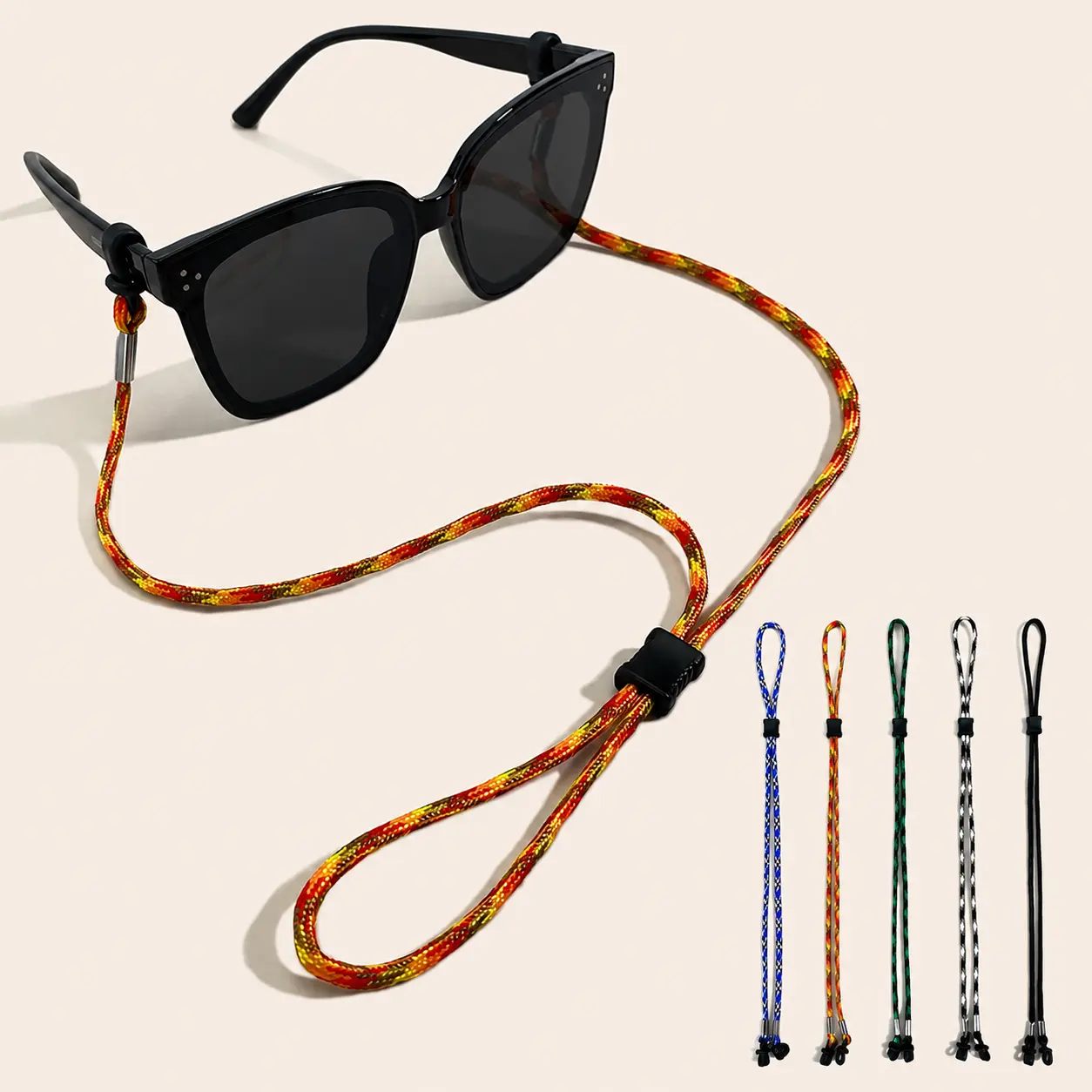 High-Strength 7-Strand Paracord Eyewear Retainer for Hiking and Outdoor Activities — Adjustable, Non-Slip Neck Strap with Colorful Design Compatible with Sunglasses and Sports Glasses