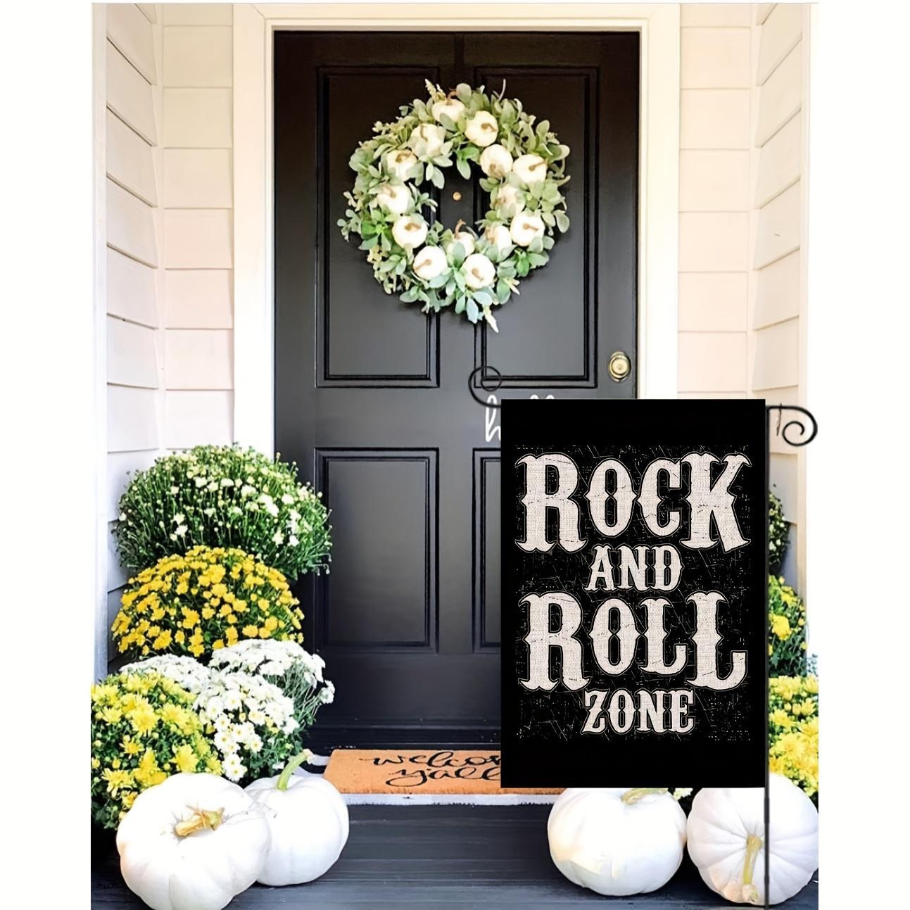 1pc, Rock And Roll Zone Garden Flag, Yard Outdoor House Room Decoration Banner, 12x18 In, Gifts For Families Friends Rock Lovers(ONLY FLAG)