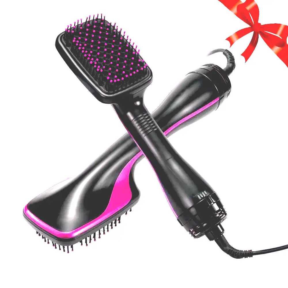 2-in-1 Hair Dryer Brush, Negative Ion Hot Air Brush & Volumizer, One Step Hair Styling Tool for Drying, Straightening and Curling, Fast Heating Hair Dryer Brush for Women & Girls, Salon Blowout Essential