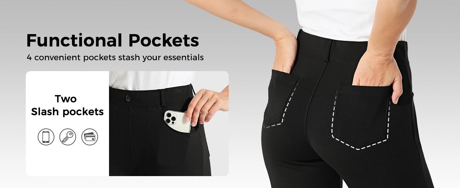 2026 Women's Yoga Dress Pants Straight Leg Work Slacks Stretchy Office Casual 4 Pockets Belt Loops 28"/29"/30"/31"/33"