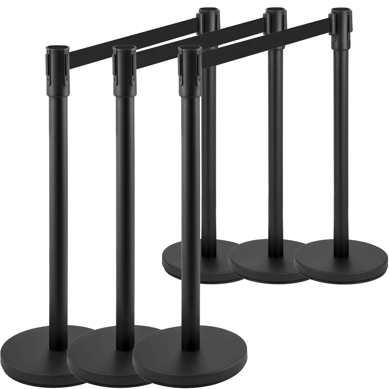Retractable Belt Crowd Control Stanchion Durable Black Queue Barrier Easy Assembly Commercial Access Control Post
