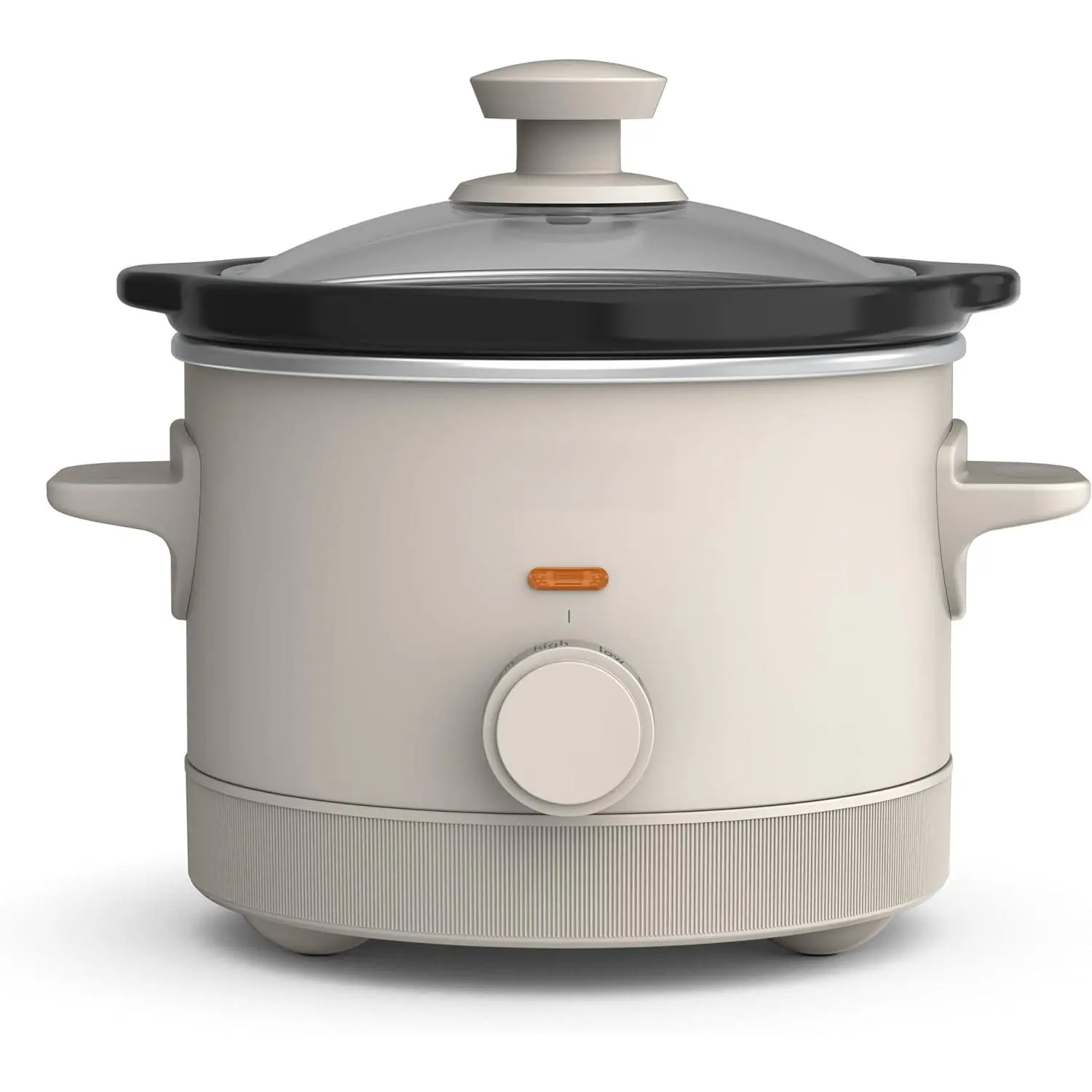 1.5qt Manual Slow Cooker with Manual Control, 3 Heat Settings, Compact Fit, Cozy Look, Glass Lid, Round Body for Oatmilk Preparation