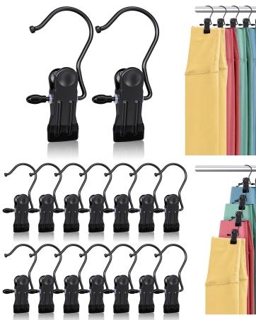 15 Pcs Travel Hangers Portable Foldable Travel Hanger Organizer, Plastic Cruise Ship Accessories Essentials Clothes Hanging Rack Folding Hangers for Traveling Camping Flying RV Europe Suitcase, Black