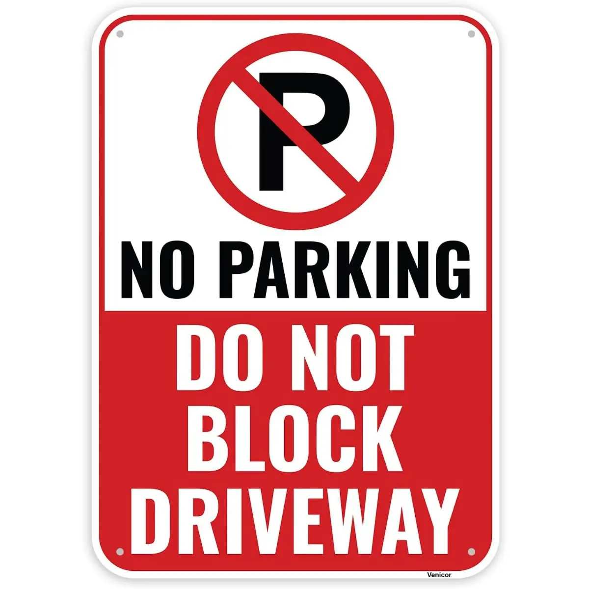 Classic Bold Text No Parking Do Not Block Driveway Metal Sign, 8x12 in Garage Entrance Wall Sign, Outdoor Parking Warning Plaque for Home Yd, Home Supplies Decorative Gift