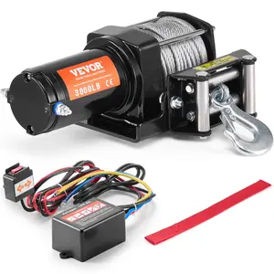 VEVOR Electric Winch, 3000 lb Line Pull Capacity, 12V DC ATV/UTV Winch with 3/16 inx 39 ft 7 Strands Steel Cable Roller Fairlead Wired Remote Control, IP55 Waterproof for Towing UTV ATV Off-Road