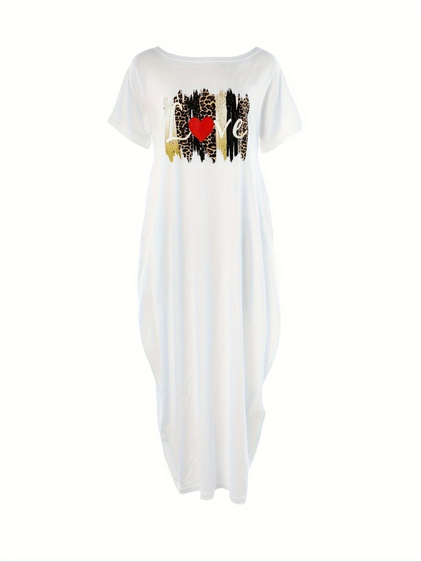 Women's Butterfly Print Round Neck Nightdress, Casual Soft Comfortable Short Sleeve Nightgown for Daily Wear, Ladies Sleepwear for All Seasons, Casual Comfy Nightdress