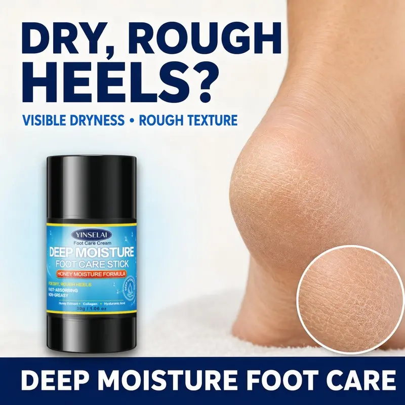 Deep Moisturizing Foot Care Stick, Hydrating Heel Balm for Dry Rough Heels, Non-Greasy Foot Cream for Feet, Hands, Elbows, Knees