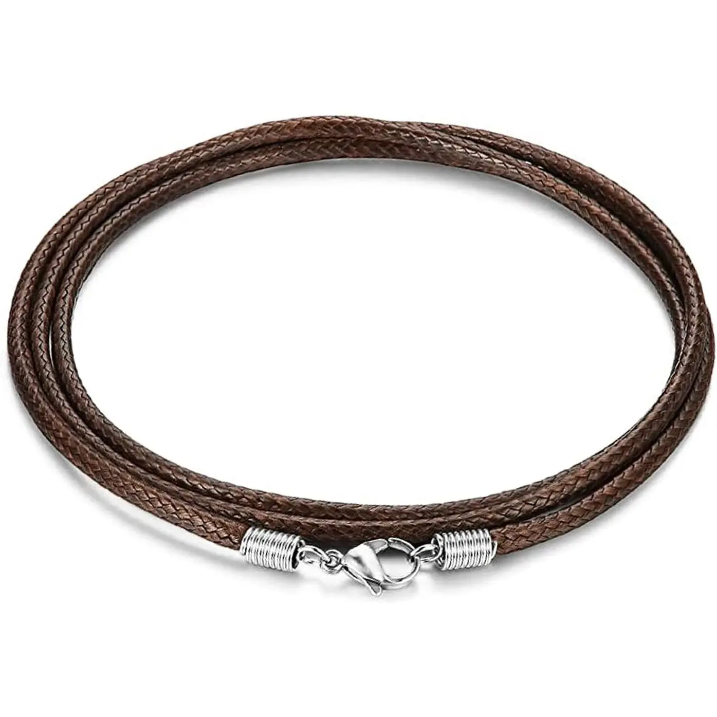 Leather Necklace Cord with Clasp 16inch to 24inch Braided Rope Necklace for Men Women Stainless Steel Clasp 2mm Black Leather Cord Necklace Brown Leather Necklace