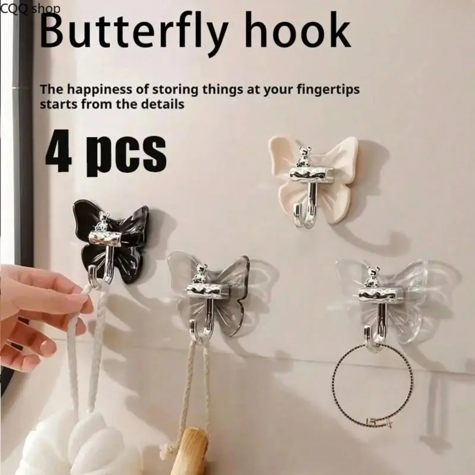 Aesthetic Adhesive Wall Hooks - Detachable Plastic Organizer Hooks for Camping Hammock Gear, Keys, Towels, Kitchen Tools, Strong-Hold Space-Saving Storage, Easy Installation No-Drill Essential for Small Spaces