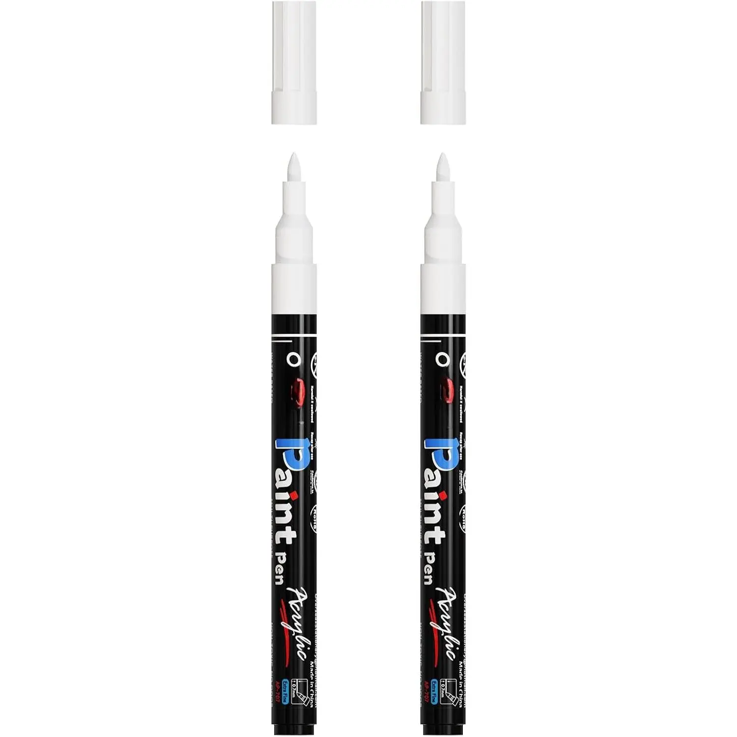 2 Pack White   Pens  Markers Extra Fine Tip | , Fade Resistant, 0.7mm Water Based Permanent Markers for , Metal, Glass, Rock, Plastic, Canvas, Rubber