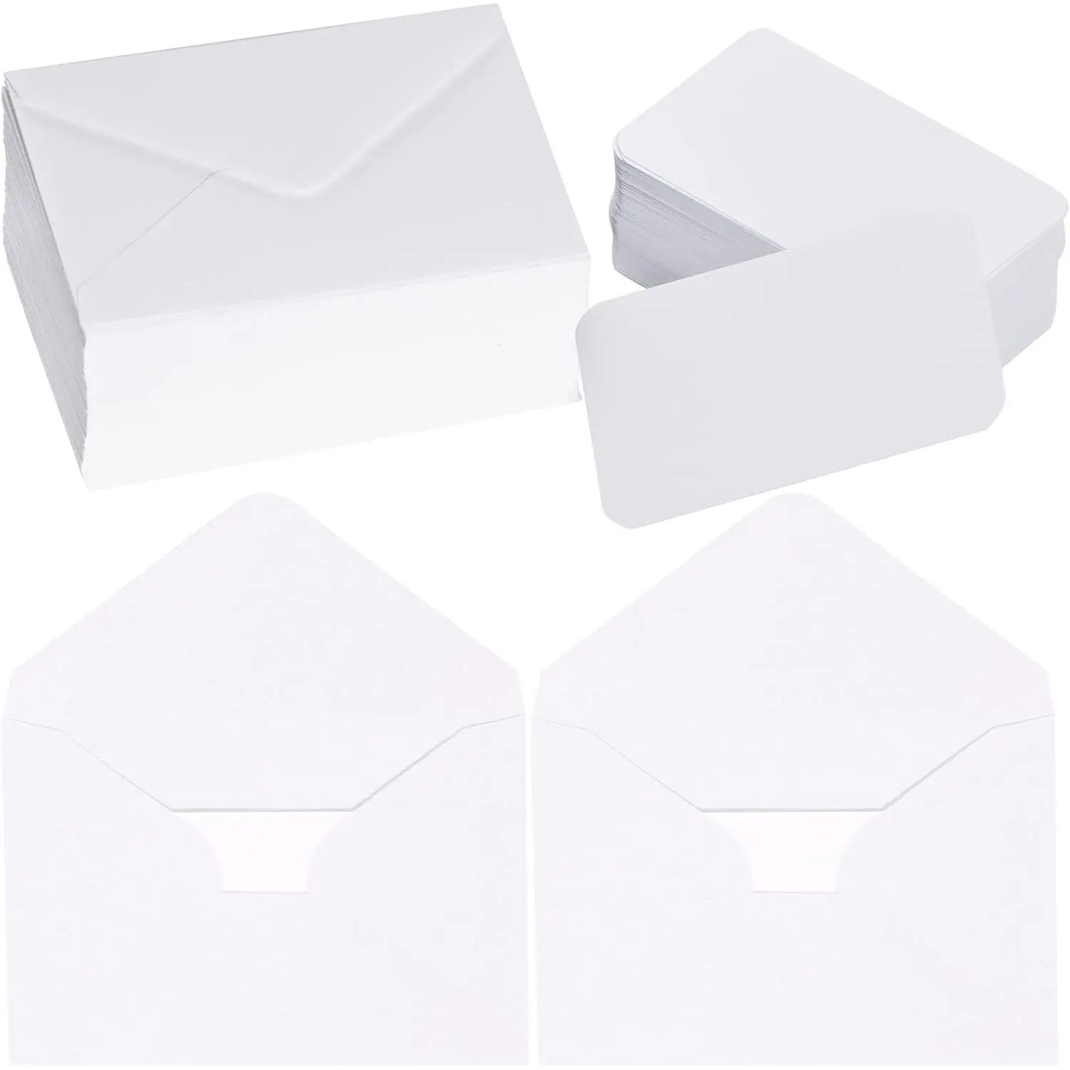 100 Sets Small White Envelopes with Small Blank  Business Card Wedding Invitation Pocket Envelopes for Graduations Wedding Shower Holiday 2.7 x 4 Inch