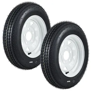 2‑pack 4.80-12/ 5.30-12 Trailer Tire and Wheel Assembly Set of 2, Load Range C 6PR, 4 or 5  Lug White Spoke Wheel for Utility Camper Boat Trailers