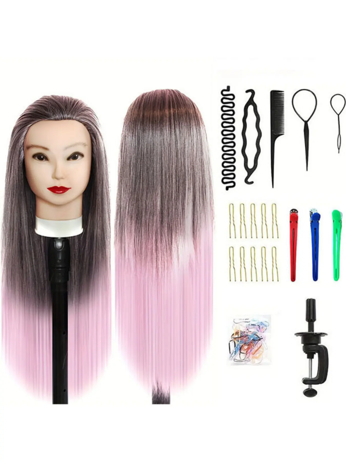 66cm Realistic Hairstyling Mannequin Head with Synthetic Hair, Durable Construction for Salon & Beauty School Training Practice, Training Tools, Ideal for Barbers & Stylists