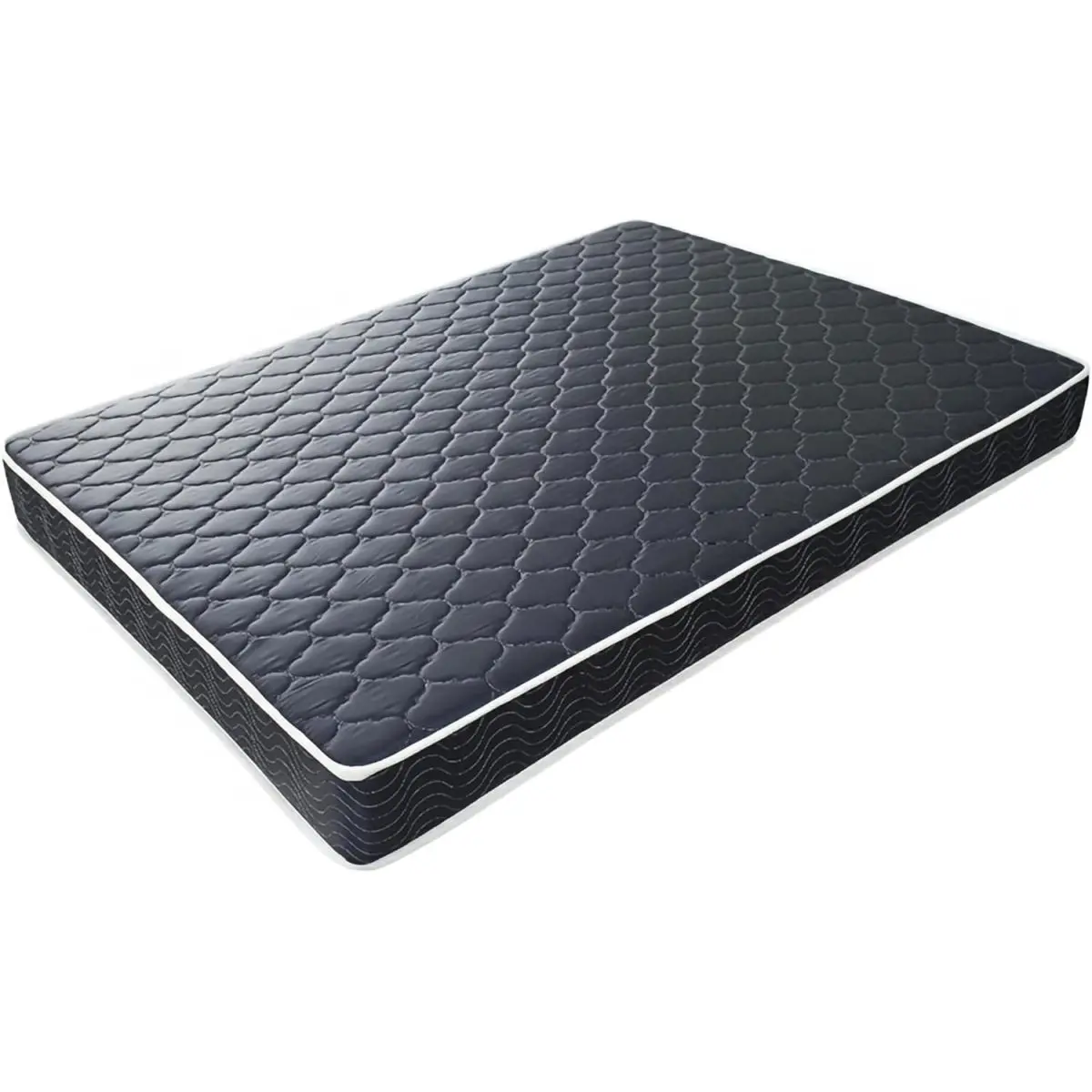 Full Size Rectangular Foam Mattress - 6-in Waterproof High-Density, Navy Blue Diamond-Quilted Breathable Fabric, Cooling Bedroom Bedding, Compressed Pack (Ships Randomly with Black or White Edge), Mattress Full Size