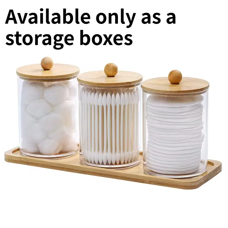 3-Pack 10oz Cotton Swab/cotton Ball/makeup Pad Storage Box with Vanity Tray, Transparent Bathroom Organizer, Home Storage Organizer with 3 Lids, Storage Container, Plastic Storage Containers
