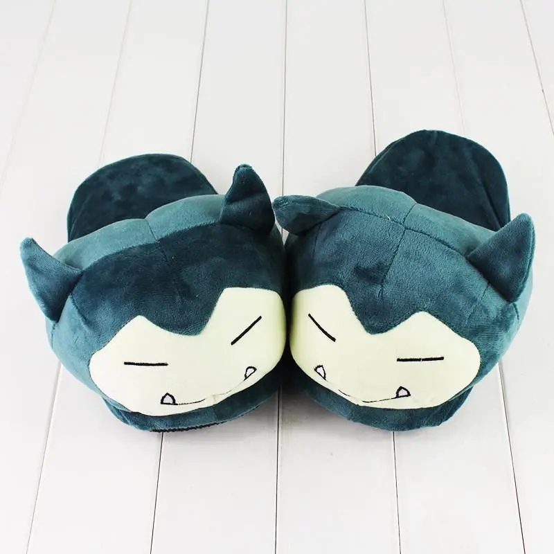 Pokemon Snorlax Cartoon Plush Stuffed Slippers - 28cm Shoe Length, Closed-Toe Slip-On Winter Warm Indoor Shoes for Adults (Home Supplies)