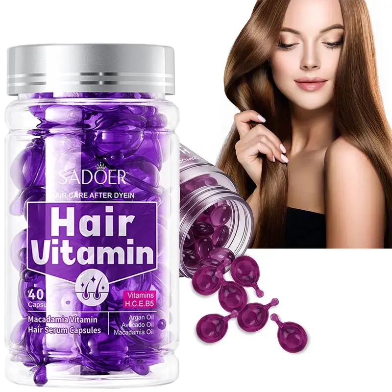 Hair Vitamin Capsules Infused with Violet Vitamins & Argan Oil for Color-Treated & Permed Hair Smooths Frizz Anti Frizz Hydrate Control Frizz Restores Silkiness & Shine 40 Capsules