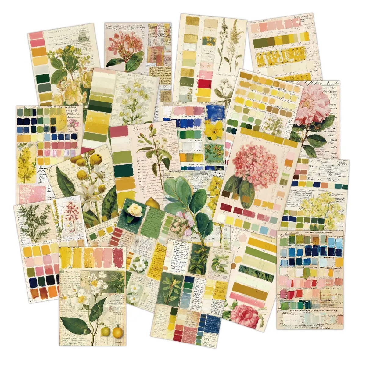 20 Vintage Plant Postcards, Rustic Aesthetic Plant Scrapbook, Retro Nature Collage Cards for Junk Journaling, DIY Crafts, Card Making, Art Collage