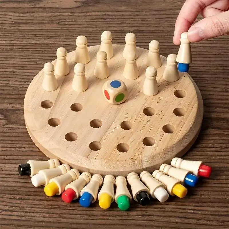 Round Wooden Memory Strategy Game, Educational Puzzle Board with 36 Pieces, Brain Training Toy for Family, 17cm Diameter, Chess Pieces, Children Development, Unisex, Promotes Strategic Thinking, 4Cm Height, Round Board, Holiday Gifting, Fun Board Games, M