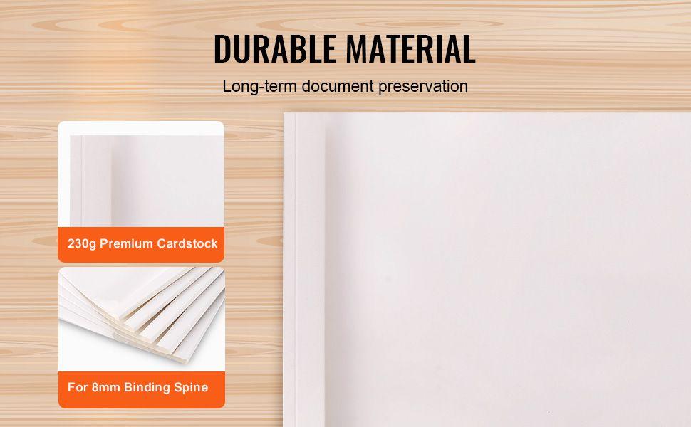 VEVOR Thermal Binding Covers, 10 Pack Thermal Presentation Covers 5/16 inch Spine Holds 2-240 Sheets, PVC Transparent Front Cover and White Back Cover, Letter Size