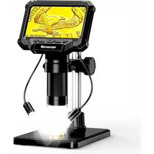 4.3" LCD Digital  Microscope with 2 Side Lights | For  dates, mint marks and error  checks. 4.3" screen works without a ; side lights help  shadows
