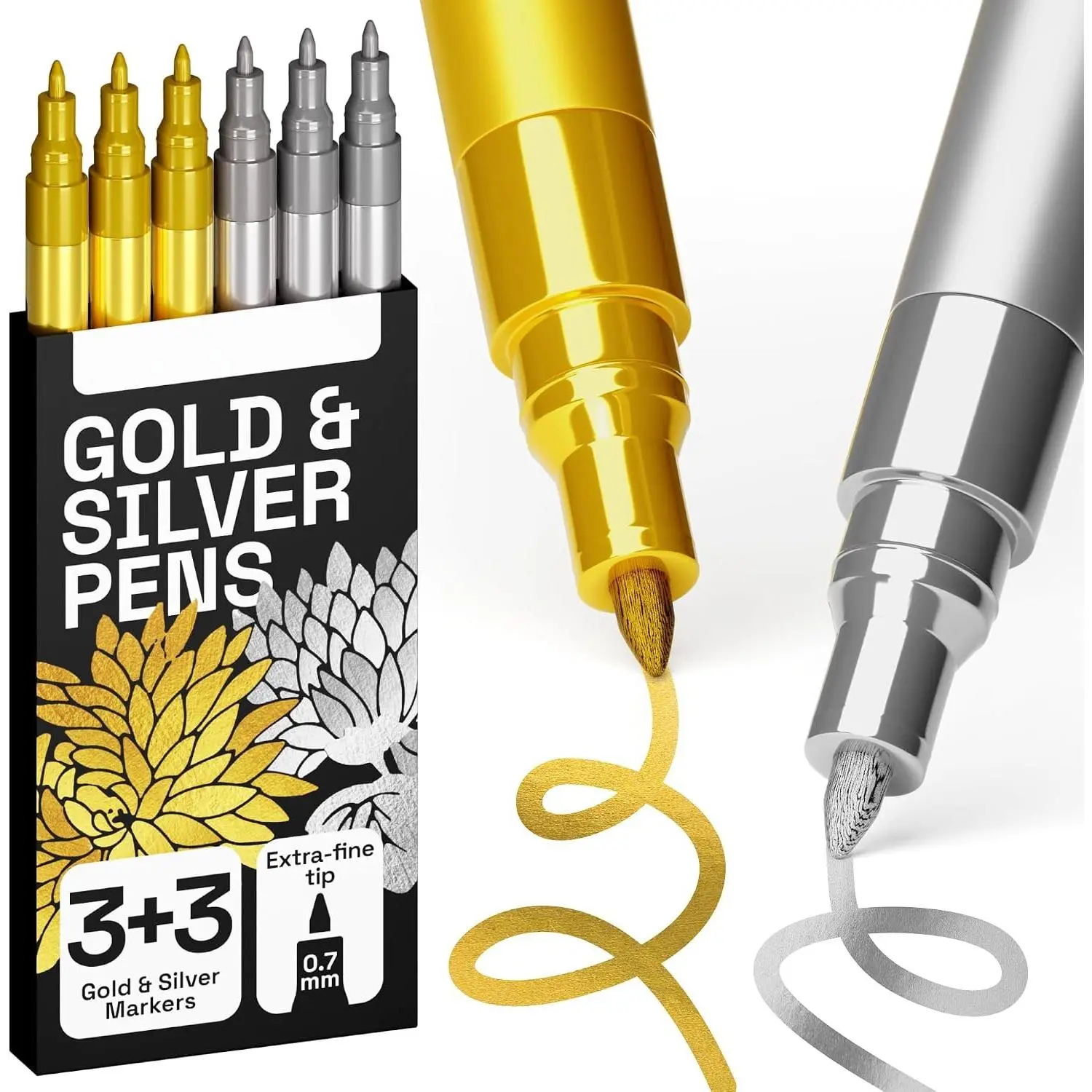 6  &  Metallic   Pens – 0.7mm Extra Fine Tip  Pens for Crafts, Rock Painting, Greeting Cards, Ornament Decor, DIY Art