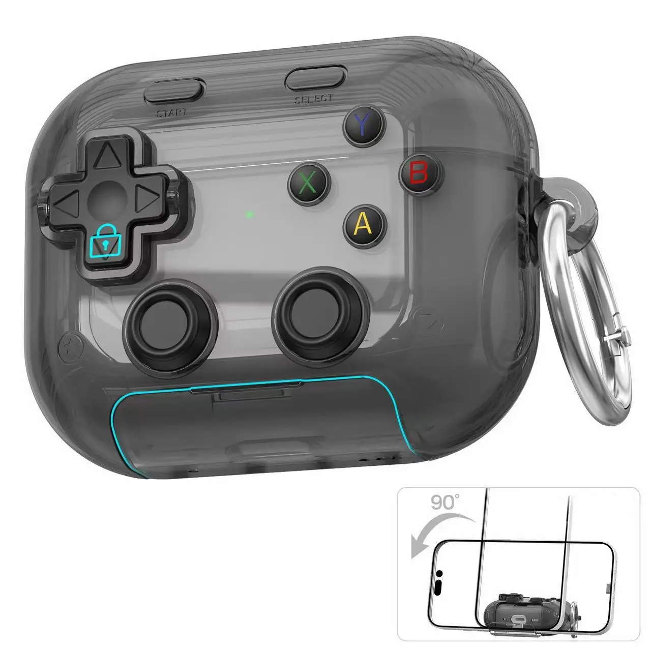 for AirPods Pro 3 Case Cover / AirPods 4 Case Cover, Transparent, Dustproof, with Protection, Pressable Button, Safety Lock & Phone Stand, Cool Funny Game Gifts Case