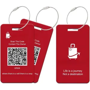 Luggage Tags for Suitcases, 2 Pack QR Code  Information Luggage Tag, Steel Ring,   Protection Luggage Tag, No App No Subscription Needed (Red)