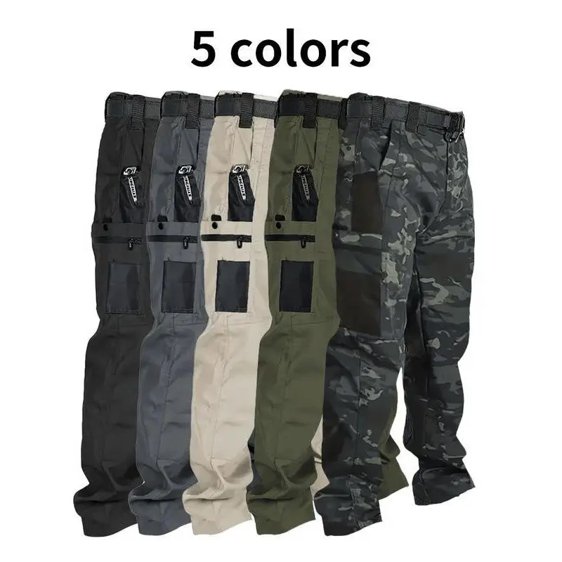 Men's Tactical Cargo Pants, Durable Reinforced Work Trousers with Multiple Pockets, Ripstop Fabric Combat Pants for Hiking, Hunting, and Outdoor Activities, Military Style Utility Pants