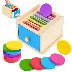 Toddlers Montessori Coin Box Toys for 1 2 3 Year Old Boys Girls, Drawer Box Toy for Ages 2-4 Kids, Learning Color Sorting Sensory Toys, Easter Birthday Gifts for Baby 12-18 Monthsfidget toys