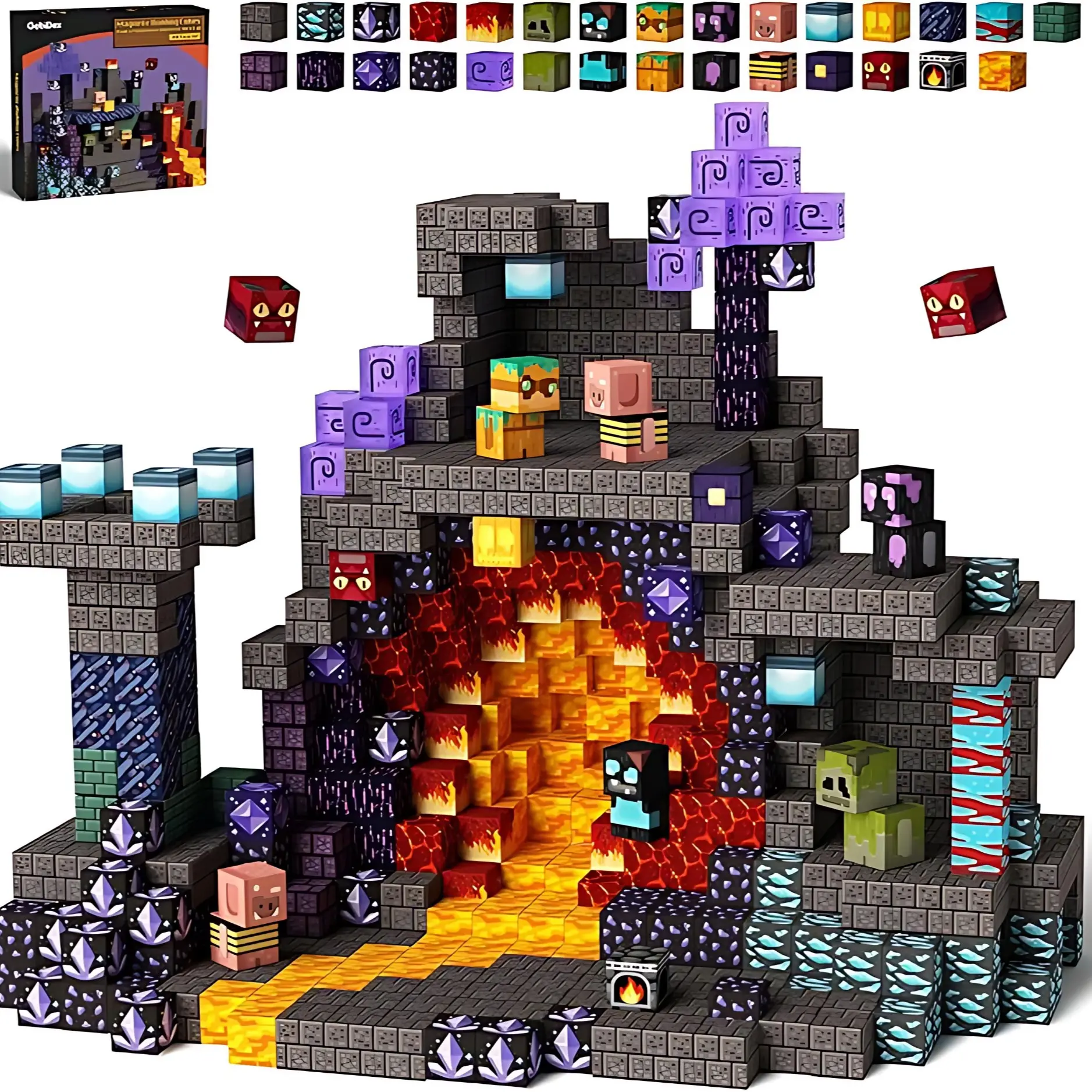 Magnetic Building Blocks DIY Magnetic World Dark Cave Set, Unisex Construction Toy, Bricks & Parts, Model Zh003, No Choking Hazard