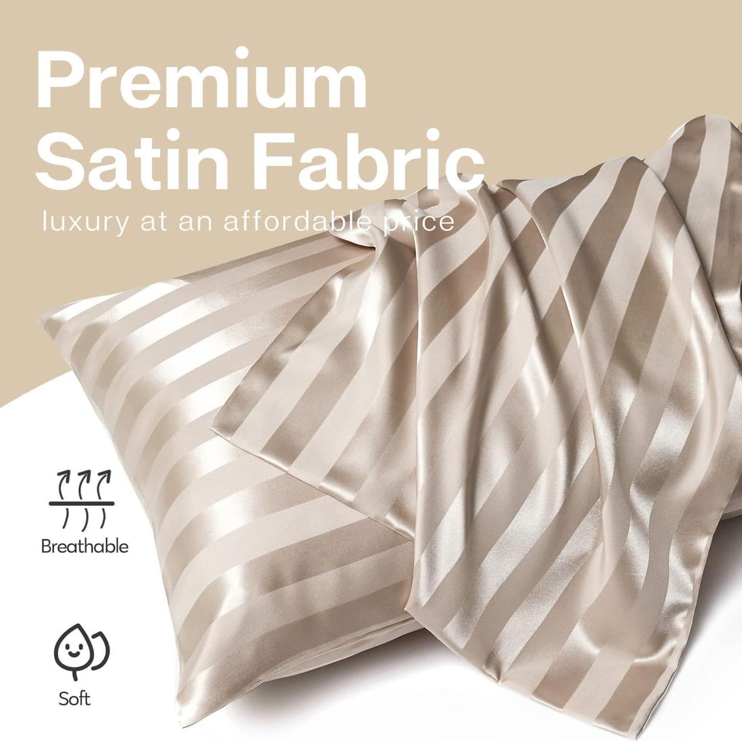 Solid Color Satin Pillowcase, 2 Counts Modern Simple Pillowcase without Filler, Soft Comfortable Pillow Cover for Home Bedroom Dormitory Hotel