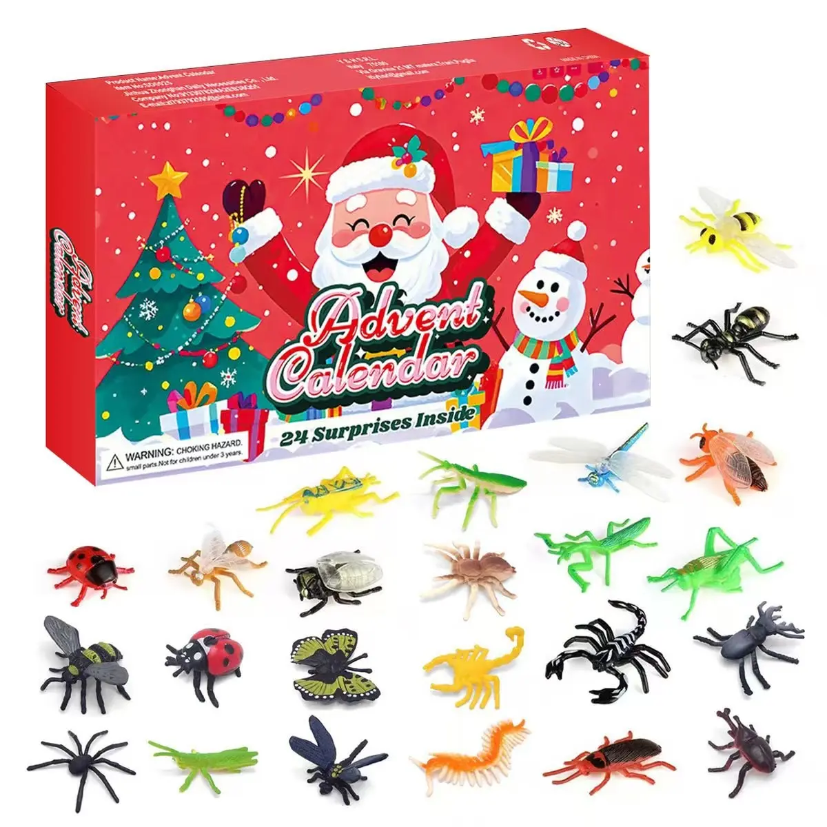 Christmas Countdown Calendar, 244-Day Advent Calendar with Mini Insect Statues, Bug and Spider Models Surprise Box, Christmas Gift for Boys and Girls