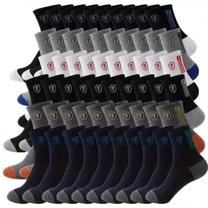 Men's Mid-Length Sports Socks, 10/20/30/50 Pairs, Sweat-Absorbing, Breathable, Casual & Versatile for Daily Life & Business Meetings (Spring & Autumn)