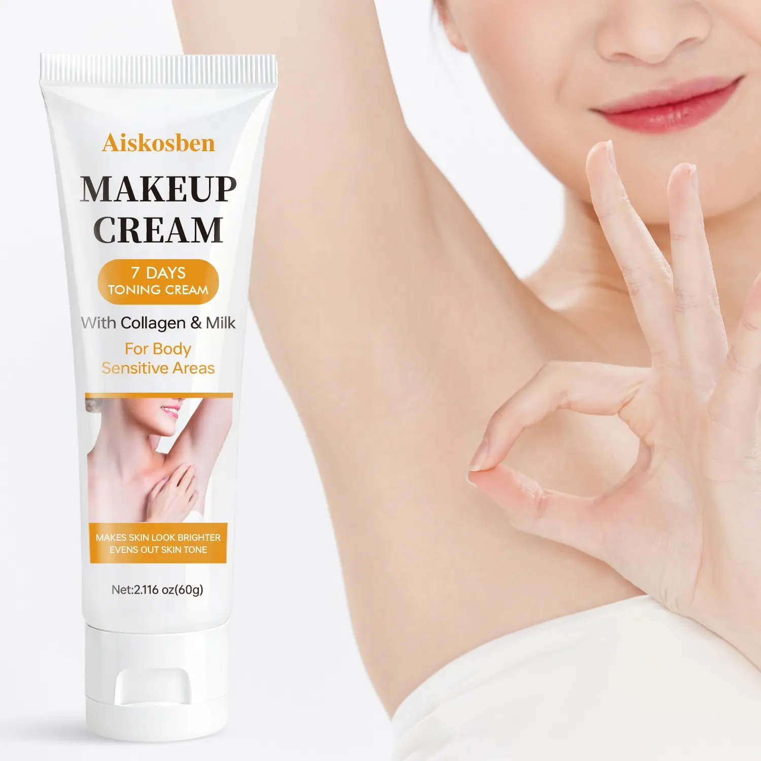 Vitamin C Collagen Body Brightening Primer, Sensitive Elbow Underarm Dark Spot Evenout, Moisturizing Waterproof Body Color Corrector Lotion 60g
