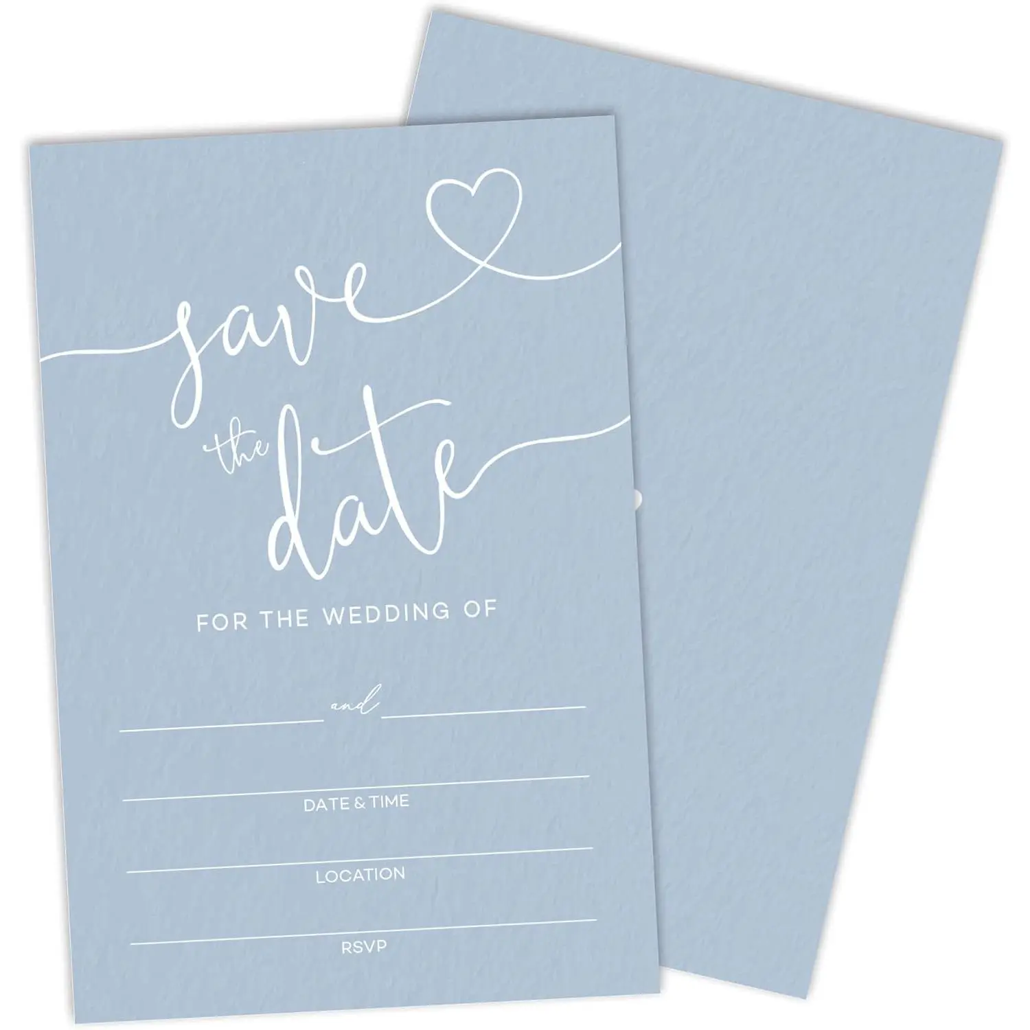 A18 Series Save The Date Wedding Invitations, Minimalist Blue Coated Paper, 25 Fill-In Style Invites With Envelopes, Double-Sided Print High Detail Office Stationery For Mr & Mrs Celebration, Fill-In Slots