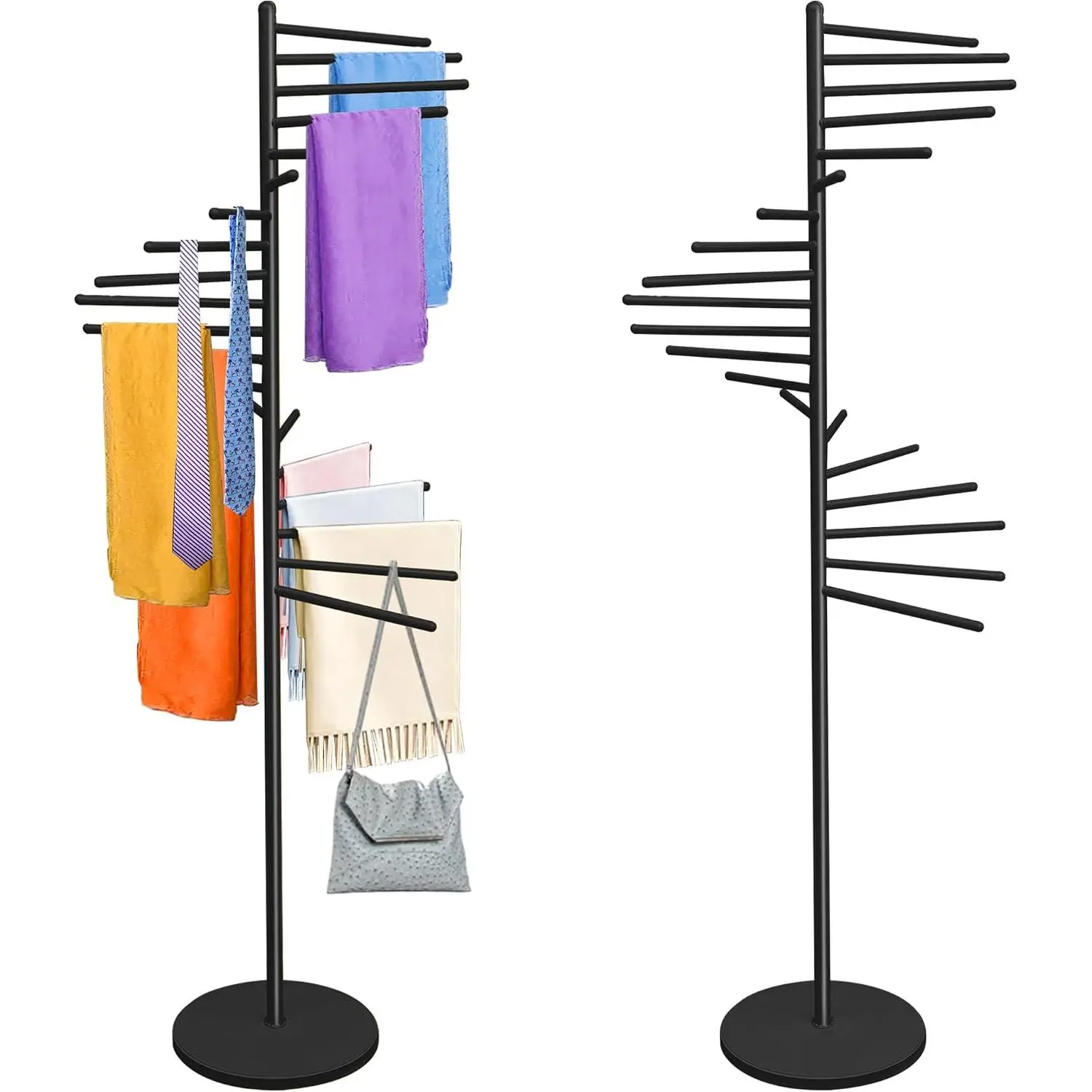 Scarf Organizer 20 Tiers, Hijab Organizer 60" Height, Purse Holder, Scarf Display for Clothing Store, , Black