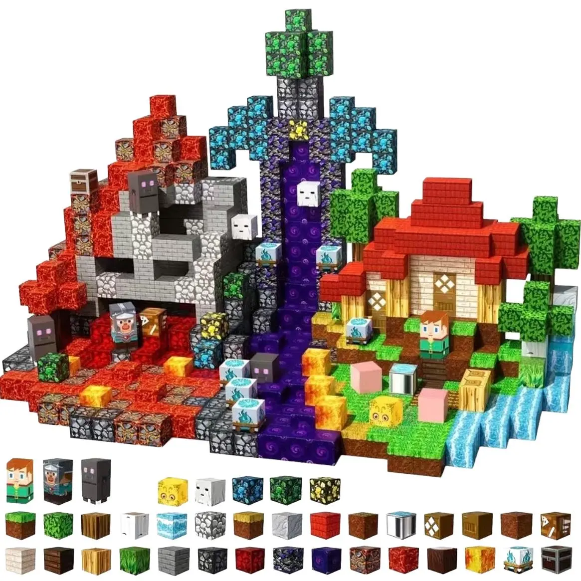 200-300pcs Magnetic Construction Building Blocks Toy, Hell Forest DIY Cube Stem Sensory Playset, Perfect Gift for Kids Ages 3-10, Unisex